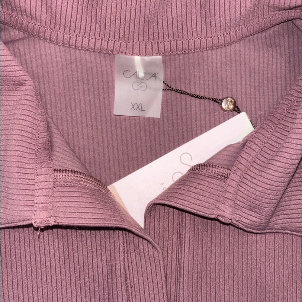 CALIA Golf XXL Women's Ribbed Johnny Collar Polo Plum Raisin NWT - Picture 4 of 9